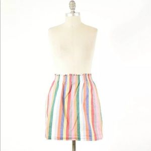 J. Crew MultiColor Elastic Waist Linen Blend Skirt